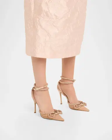 MACH & MACH Strass Mesh Double Bow Ankle-Strap Pumps | Thumbnail 2 MACH & MACH Strass Mesh Double Bow Ankle-Strap Pumps | Thumbnail 2