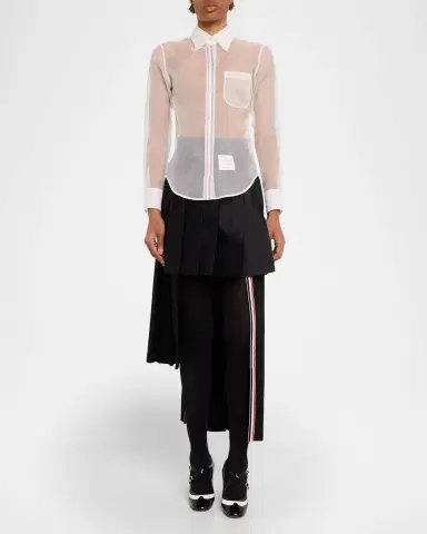 Thom Browne Sheer Silk Classic Button-Down Shirt | Thumbnail 2 Thom Browne Sheer Silk Classic Button-Down Shirt | Thumbnail 2