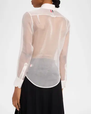 Thom Browne Sheer Silk Classic Button-Down Shirt | Thumbnail 3 Thom Browne Sheer Silk Classic Button-Down Shirt | Thumbnail 3