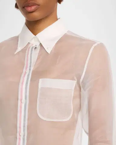 Thom Browne Sheer Silk Classic Button-Down Shirt | Thumbnail 5 Thom Browne Sheer Silk Classic Button-Down Shirt | Thumbnail 5