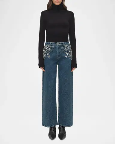 SIMKHAI Jude Embellished Mid-Rise Jeans | Thumbnail 2 SIMKHAI Jude Embellished Mid-Rise Jeans | Thumbnail 2