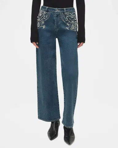 SIMKHAI Jude Embellished Mid-Rise Jeans | Thumbnail 4 SIMKHAI Jude Embellished Mid-Rise Jeans | Thumbnail 4