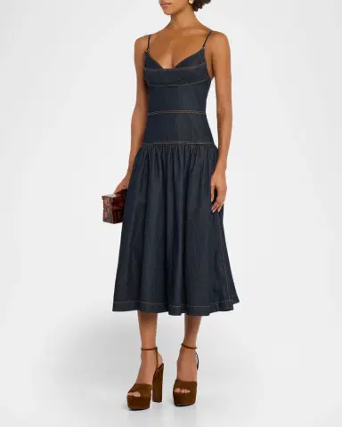 Zimmermann Denim Sleeveless Midi Dress | Thumbnail 4 Zimmermann Denim Sleeveless Midi Dress | Thumbnail 4