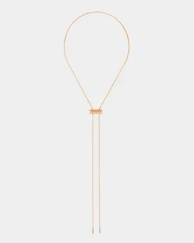 Nouvel Heritage 18K Semi Pave Latch Pendant on GM Chain Necklace | Thumbnail 1 Nouvel Heritage 18K Semi Pave Latch Pendant on GM Chain Necklace | Thumbnail 1