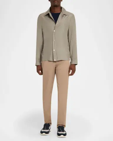 Brunello Cucinelli Men's Silk Blend Snap-Front Shirt Jacket | Thumbnail 6 Brunello Cucinelli Men's Silk Blend Snap-Front Shirt Jacket | Thumbnail 6