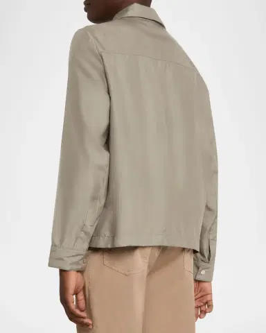 Brunello Cucinelli Men's Silk Blend Snap-Front Shirt Jacket | Thumbnail 7 Brunello Cucinelli Men's Silk Blend Snap-Front Shirt Jacket | Thumbnail 7