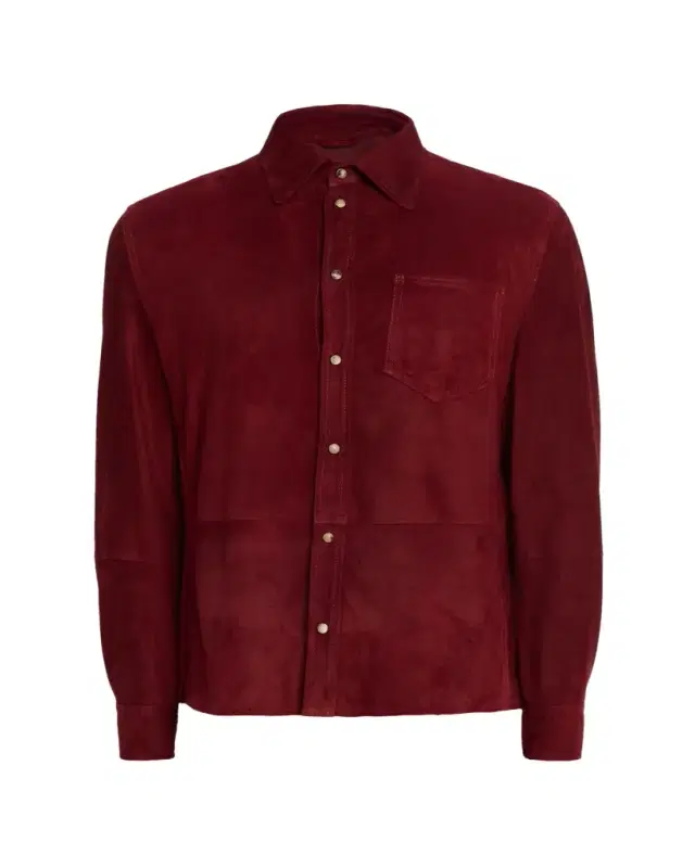 en's Leather Snap-Front Shirt with Pocket en's Leather Snap-Front Shirt with Pocket