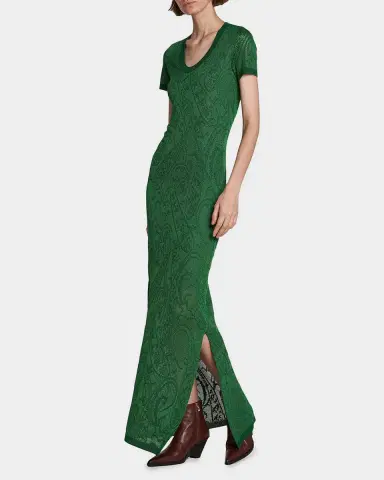 Etro Paisley Jacquard Knit Short-Sleeve Maxi Dress | Thumbnail 2 Etro Paisley Jacquard Knit Short-Sleeve Maxi Dress | Thumbnail 2