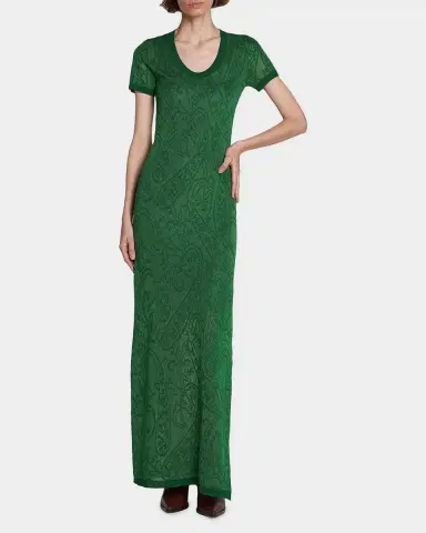 Etro Paisley Jacquard Knit Short-Sleeve Maxi Dress | Thumbnail 4 Etro Paisley Jacquard Knit Short-Sleeve Maxi Dress | Thumbnail 4