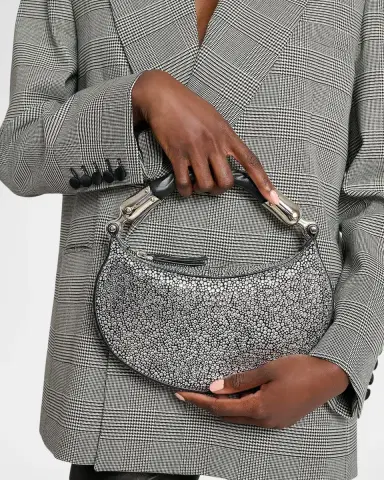 Balmain Ebene Mini Top-Handle Bag in Crystal Suede | Thumbnail 2 Balmain Ebene Mini Top-Handle Bag in Crystal Suede | Thumbnail 2