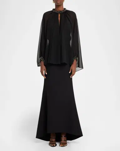 Ungaro Avery Beaded Chiffon Cape Blouse | Thumbnail 2 Ungaro Avery Beaded Chiffon Cape Blouse | Thumbnail 2