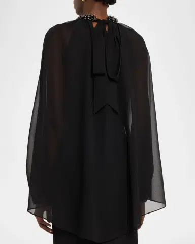 Ungaro Avery Beaded Chiffon Cape Blouse | Thumbnail 3 Ungaro Avery Beaded Chiffon Cape Blouse | Thumbnail 3