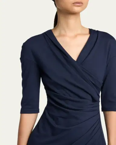 Giorgio Armani Elbow-Sleeve Draped Slit Midi Dress | Thumbnail 5 Giorgio Armani Elbow-Sleeve Draped Slit Midi Dress | Thumbnail 5