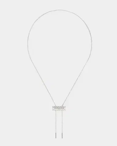 Nouvel Heritage 18K Semi Pave Latch Pendant on MM Chain Necklace | Thumbnail 1 Nouvel Heritage 18K Semi Pave Latch Pendant on MM Chain Necklace | Thumbnail 1