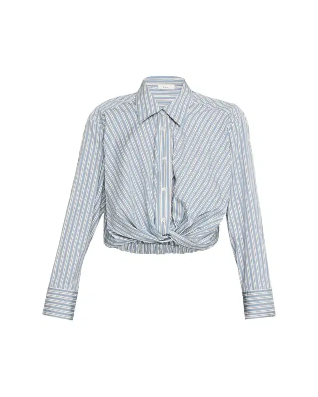 Leo Striped Twist-Front Top Leo Striped Twist-Front Top