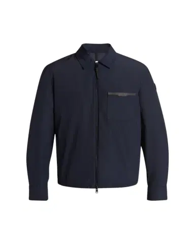 Moncler Men's Nylon Leather-Trim Full-Zip Shirt Jacket | Thumbnail 1 Moncler Men's Nylon Leather-Trim Full-Zip Shirt Jacket | Thumbnail 1