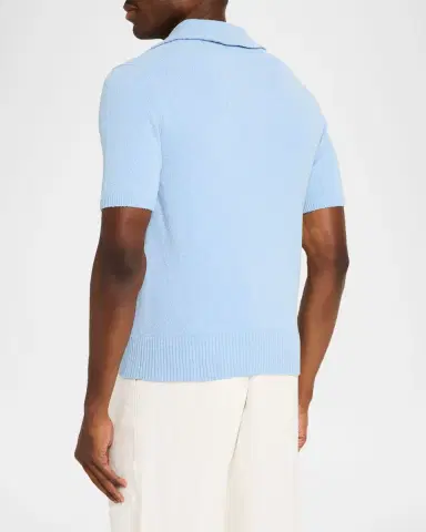 Dolce & Gabbana Men's Texture-Knit V-Neck Polo Shirt | Thumbnail 2 Dolce & Gabbana Men's Texture-Knit V-Neck Polo Shirt | Thumbnail 2