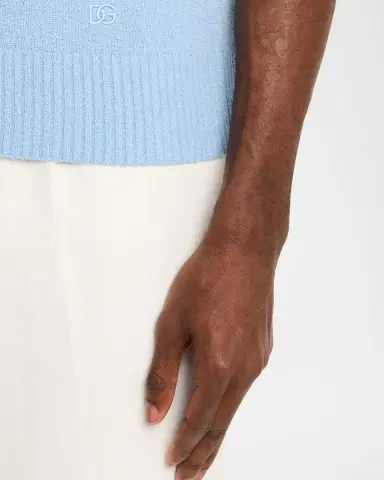 Dolce & Gabbana Men's Texture-Knit V-Neck Polo Shirt | Thumbnail 4 Dolce & Gabbana Men's Texture-Knit V-Neck Polo Shirt | Thumbnail 4