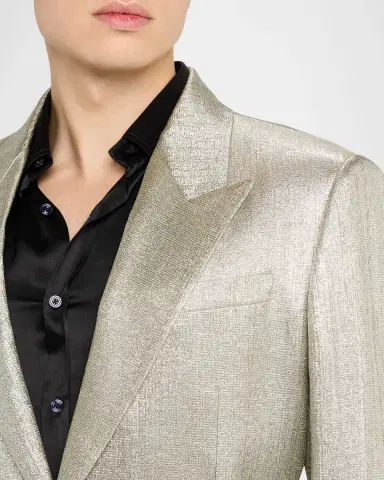 Versace Men 's Peak-Lapel Metallic-Woven Evening Jacket | Thumbnail 6 Versace Men 's Peak-Lapel Metallic-Woven Evening Jacket | Thumbnail 6
