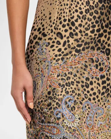 Etro Paisley Embroidered Leopard Jacquard Sleeveless Midi Dress | Thumbnail 5 Etro Paisley Embroidered Leopard Jacquard Sleeveless Midi Dress | Thumbnail 5