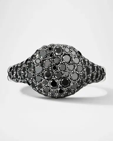 David Yurman Mini Chevron Pave Diamond Pinky Ring in 18k White Gold | Thumbnail 3 David Yurman Mini Chevron Pave Diamond Pinky Ring in 18k White Gold | Thumbnail 3