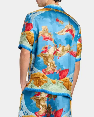 Versace Men's Architectural Baroque Silk Short-Sleeve Shirt | Thumbnail 3 Versace Men's Architectural Baroque Silk Short-Sleeve Shirt | Thumbnail 3