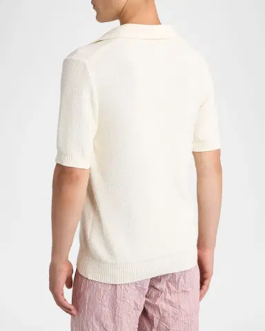 Dolce & Gabbana Men's Drawcord V-Neck Polo Shirt | Thumbnail 3 Dolce & Gabbana Men's Drawcord V-Neck Polo Shirt | Thumbnail 3