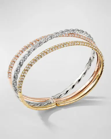 David Yurman Sculpted Cable Three-Row Bracelet with Diamonds in 18K Gold | Thumbnail 3 David Yurman Sculpted Cable Three-Row Bracelet with Diamonds in 18K Gold | Thumbnail 3