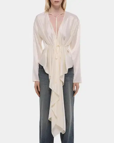 Helmut Lang Draped Silk Satin Scarf Top | Thumbnail 4 Helmut Lang Draped Silk Satin Scarf Top | Thumbnail 4