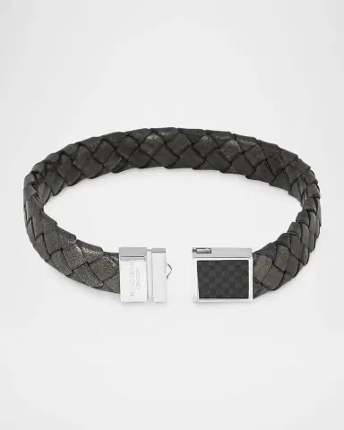 Tateossian Men 's Western Braided Leather Bracelet | Thumbnail 2 Tateossian Men 's Western Braided Leather Bracelet | Thumbnail 2