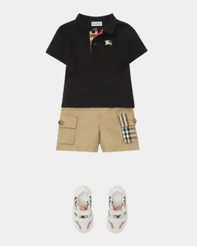 Burberry Boy's Check-Trim Cotton Cargo Shorts | Thumbnail 3 Burberry Boy's Check-Trim Cotton Cargo Shorts | Thumbnail 3