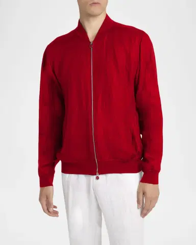 Kiton Men's Linen Full-Zip Blouson | Thumbnail 4 Kiton Men's Linen Full-Zip Blouson | Thumbnail 4