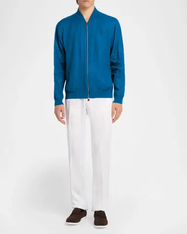 Kiton Men's Linen Full-Zip Blouson | Thumbnail 2 Kiton Men's Linen Full-Zip Blouson | Thumbnail 2