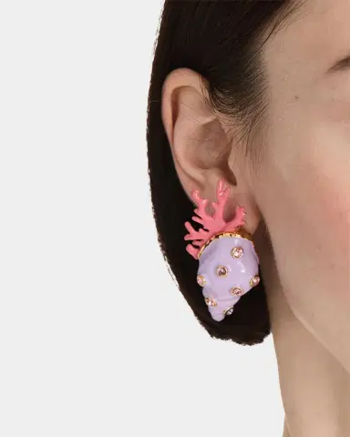 Oscar de la Renta Enamel Seashell and Coral Earrings | Thumbnail 3 Oscar de la Renta Enamel Seashell and Coral Earrings | Thumbnail 3