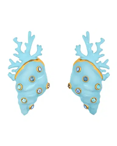 Oscar de la Renta Enamel Seashell and Coral Earrings | Thumbnail 1 Oscar de la Renta Enamel Seashell and Coral Earrings | Thumbnail 1