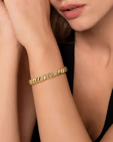 Gabriel & Co 14K Yellow Plain Gold Bujukan Split Bangle Bracelet | Thumbnail 2 Gabriel & Co 14K Yellow Plain Gold Bujukan Split Bangle Bracelet | Thumbnail 2