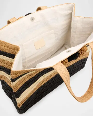 BTB Los Angeles Lou Striped Woven Paper Straw Tote Bag | Thumbnail 4 BTB Los Angeles Lou Striped Woven Paper Straw Tote Bag | Thumbnail 4