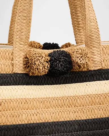 BTB Los Angeles Lou Striped Woven Paper Straw Tote Bag | Thumbnail 5 BTB Los Angeles Lou Striped Woven Paper Straw Tote Bag | Thumbnail 5