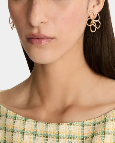 Oscar de la Renta Flower Rhinestone Chain-Link Earrings | Thumbnail 2 Oscar de la Renta Flower Rhinestone Chain-Link Earrings | Thumbnail 2