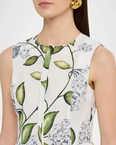 Oscar de la Renta Sleeveless Porcelain Flower Cotton Midi Dress | Thumbnail 5 Oscar de la Renta Sleeveless Porcelain Flower Cotton Midi Dress | Thumbnail 5