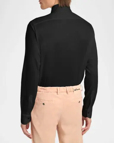 Kiton Men's Cotton Jersey Pocket Button-Down Shirt | Thumbnail 3 Kiton Men's Cotton Jersey Pocket Button-Down Shirt | Thumbnail 3