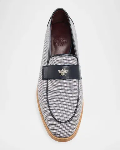 Bougeotte Lofty Flaneur Leather and Cotton Penny Loafers | Thumbnail 5 Bougeotte Lofty Flaneur Leather and Cotton Penny Loafers | Thumbnail 5