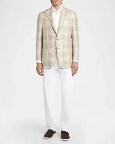 Kiton Men's Plaid Cashmere-Blend Single-Breasted Blazer | Thumbnail 2 Kiton Men's Plaid Cashmere-Blend Single-Breasted Blazer | Thumbnail 2
