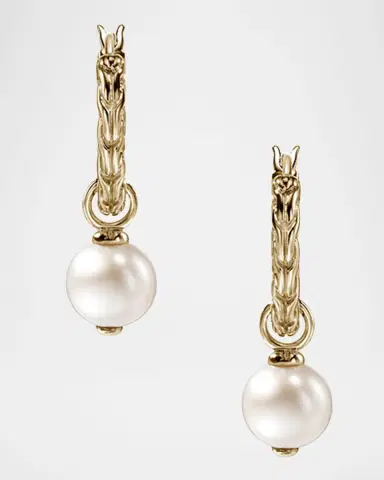 John Hardy 14K JH Essential Pearl Hoop Earrings, 16mm | Thumbnail 3 John Hardy 14K JH Essential Pearl Hoop Earrings, 16mm | Thumbnail 3