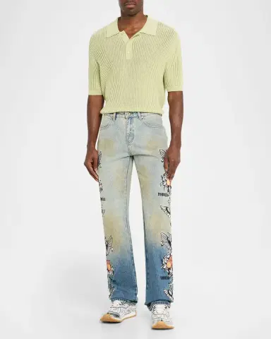 Who Decides War Men's Dove Embroidered Jeans | Thumbnail 2 Who Decides War Men's Dove Embroidered Jeans | Thumbnail 2