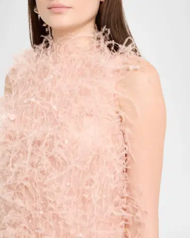 Oscar de la Renta Feather Sequined Sleeveless Bubble Mini Dress | Thumbnail 5 Oscar de la Renta Feather Sequined Sleeveless Bubble Mini Dress | Thumbnail 5
