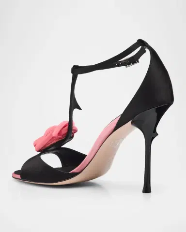 Roger Vivier 100mm Epine Rose T-Strap Satin Sandals | Thumbnail 4 Roger Vivier 100mm Epine Rose T-Strap Satin Sandals | Thumbnail 4