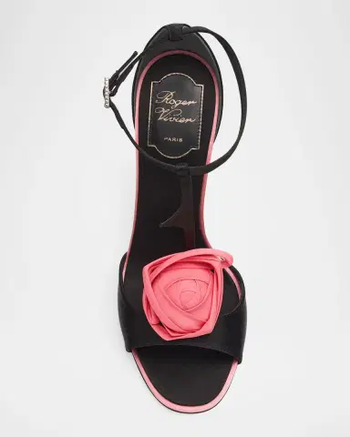 Roger Vivier 100mm Epine Rose T-Strap Satin Sandals | Thumbnail 5 Roger Vivier 100mm Epine Rose T-Strap Satin Sandals | Thumbnail 5