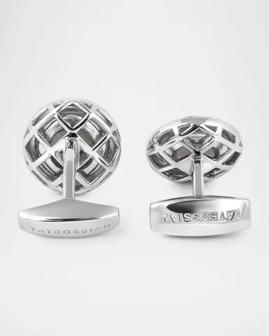 Tateossian Men's Graffiato Moonstone Round Cufflinks | Thumbnail 3 Tateossian Men's Graffiato Moonstone Round Cufflinks | Thumbnail 3