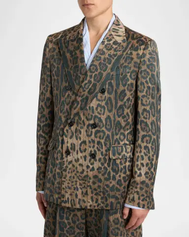 Dolce & Gabbana Men's Cheetah-Print Double-Breasted Blazer | Thumbnail 4 Dolce & Gabbana Men's Cheetah-Print Double-Breasted Blazer | Thumbnail 4